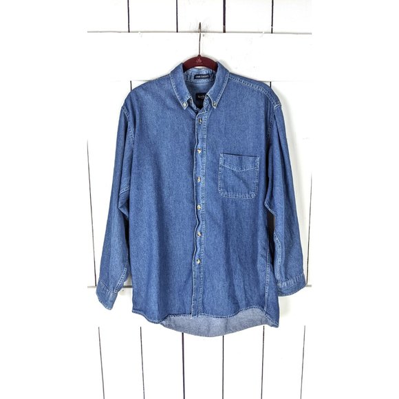 Van Heusen button down denim chambray jean shirt jacket - Picture 3 of 5